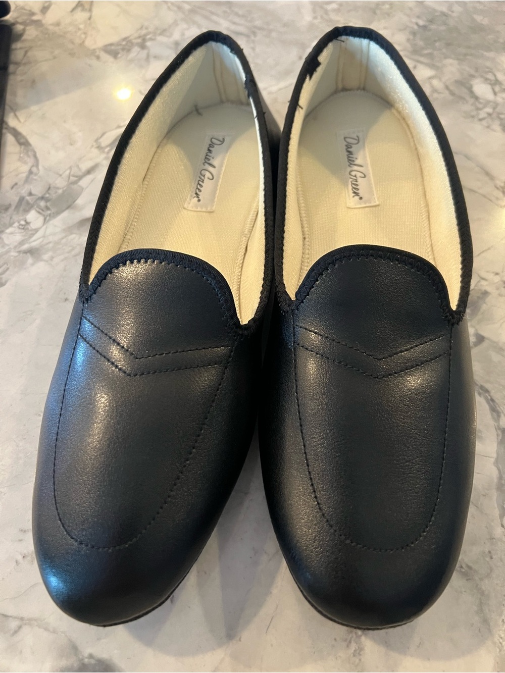 Daniel Green Black Leather Loafers Comfort Flats 9.5N